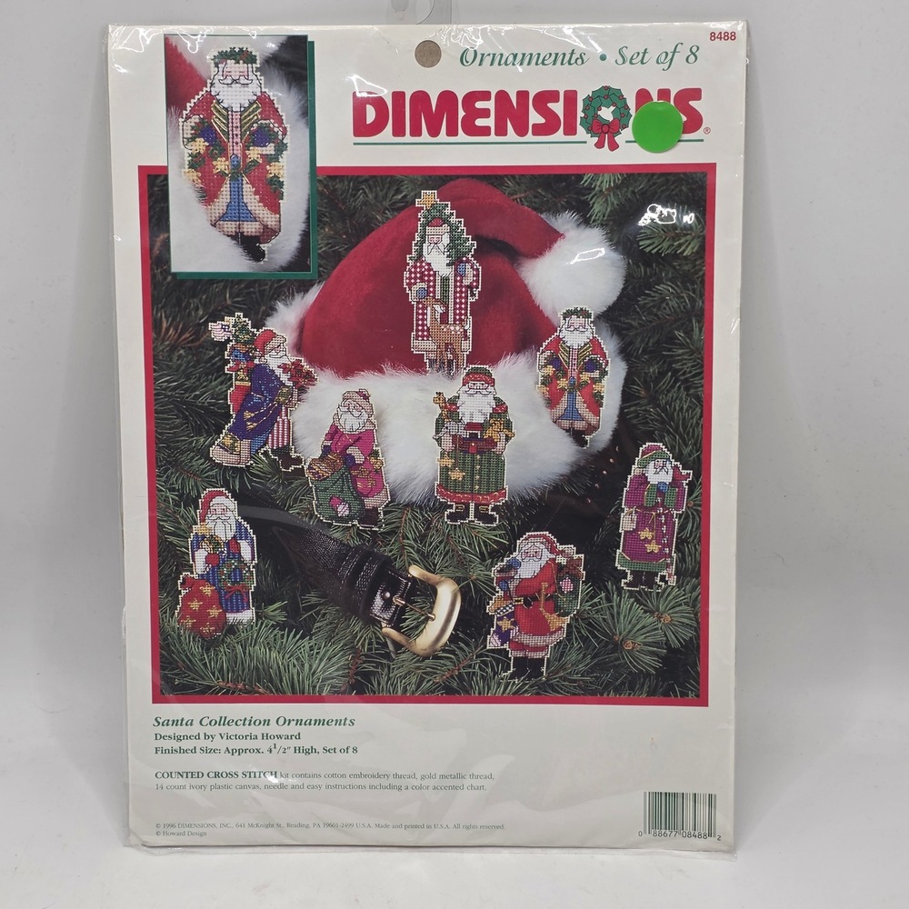 Dimensions Santa Collection Ornaments Kit New Multi Counted Cross Stitch Vintage